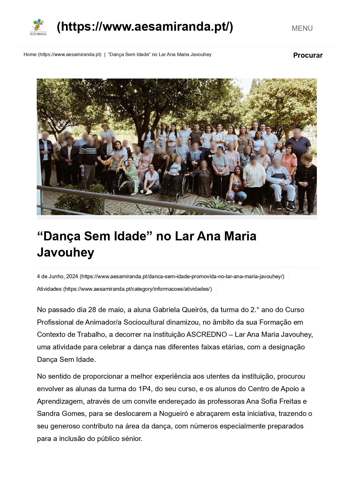 Dança Sem Idade no Lar Ana Maria Javouhey